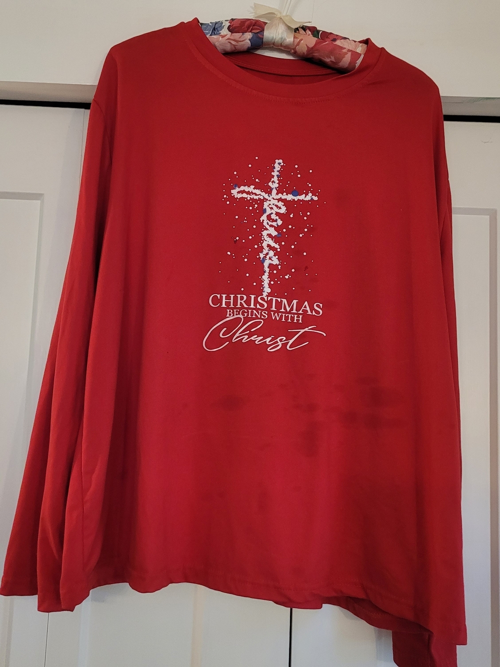 "Christmas Begins With Christ" Red Holiday Top